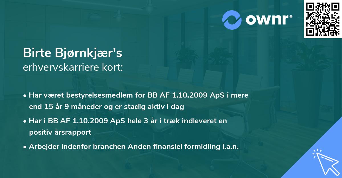 Birte Bjørnkjær's erhvervskarriere kort