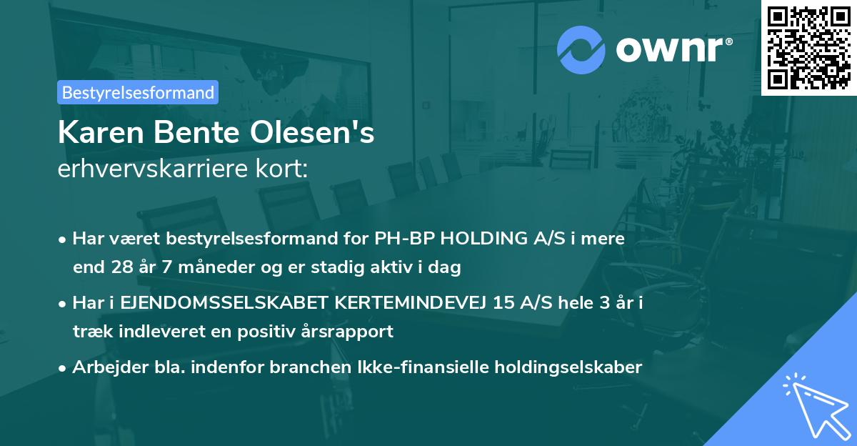 Karen Bente Olesen's erhvervskarriere kort