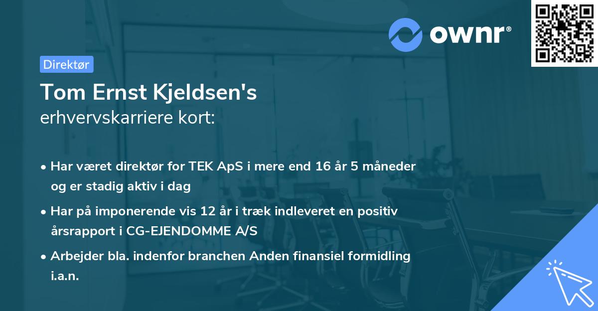 Tom Ernst Kjeldsen's erhvervskarriere kort