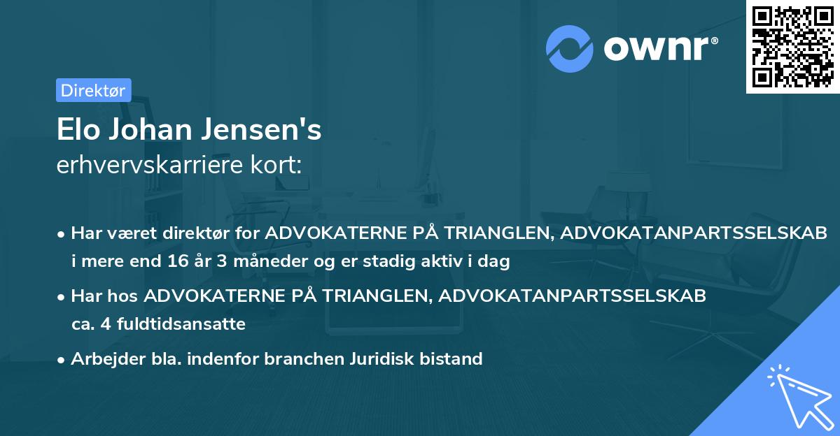 Elo Johan Jensen's erhvervskarriere kort