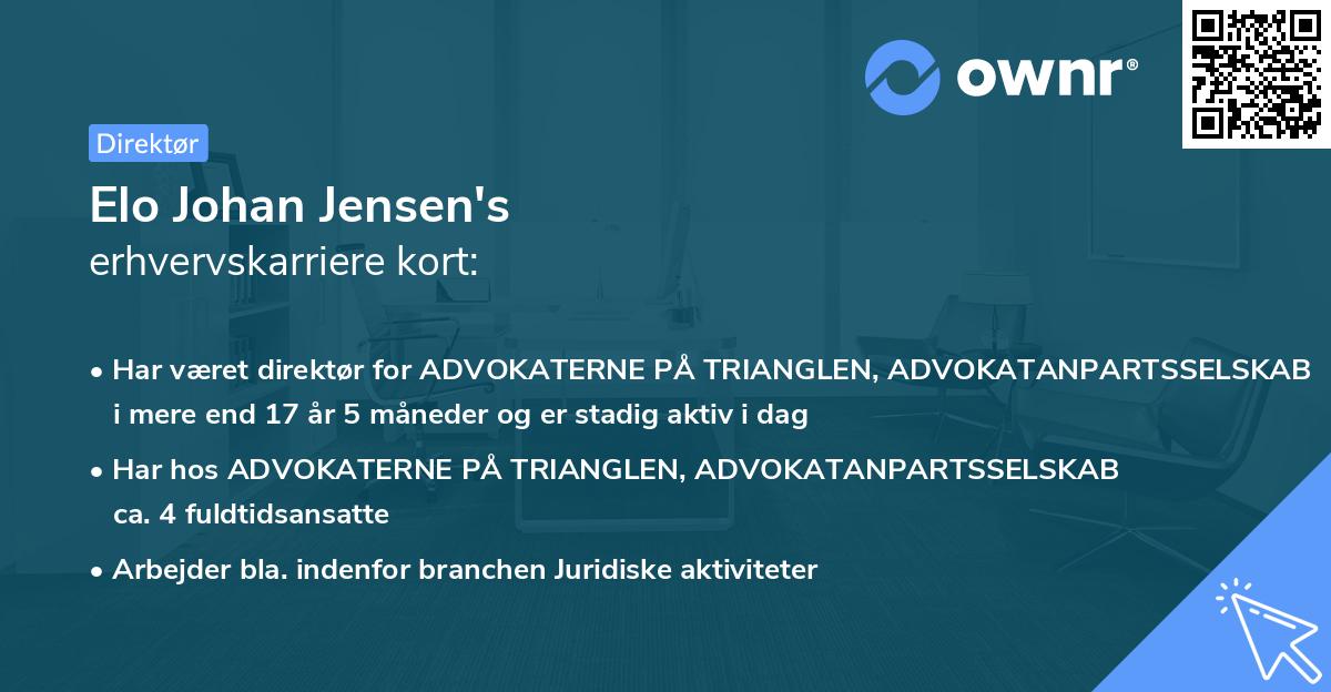 Elo Johan Jensen's erhvervskarriere kort