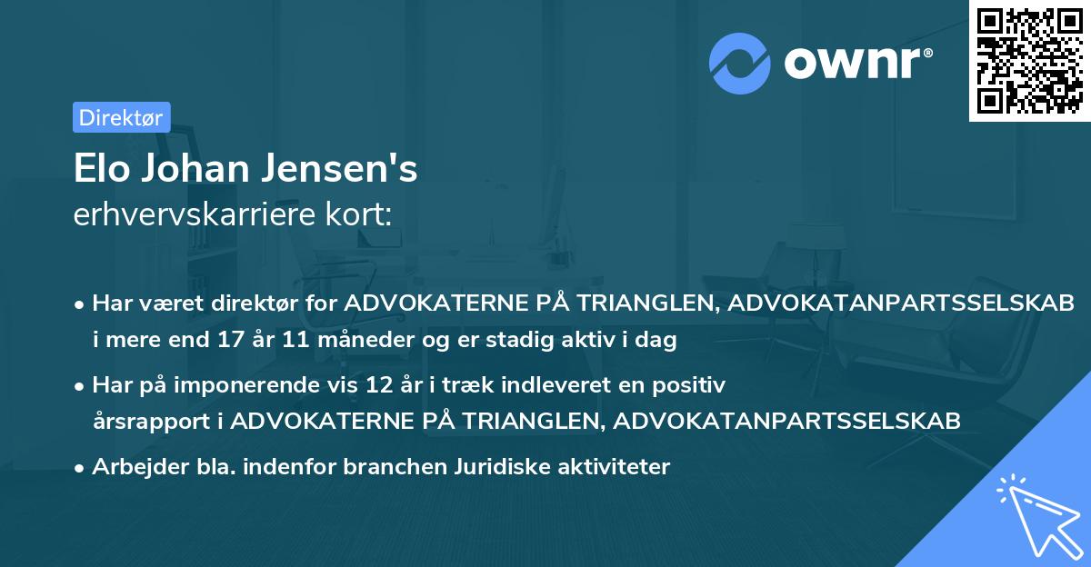Elo Johan Jensen's erhvervskarriere kort