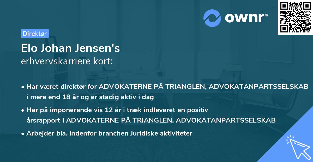 Elo Johan Jensen's erhvervskarriere kort
