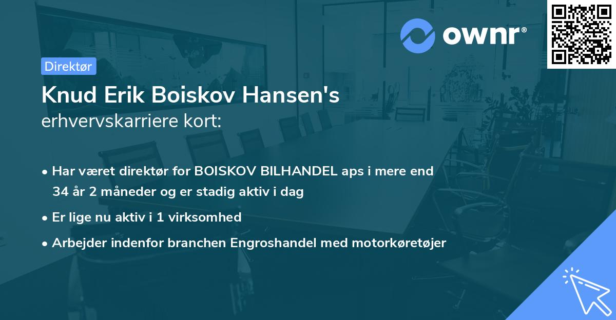 Knud Erik Boiskov Hansen's erhvervskarriere kort