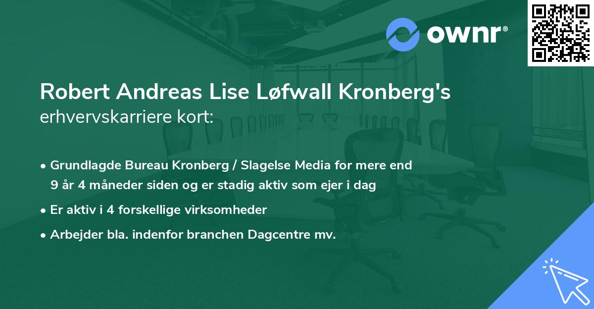 Robert Andreas Lise Løfwall Kronberg's erhvervskarriere kort