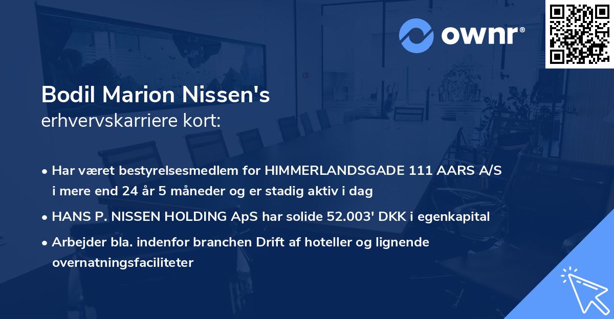 Bodil Marion Nissen's erhvervskarriere kort