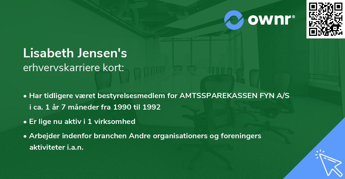 Lisabeth Jensen's erhvervskarriere kort