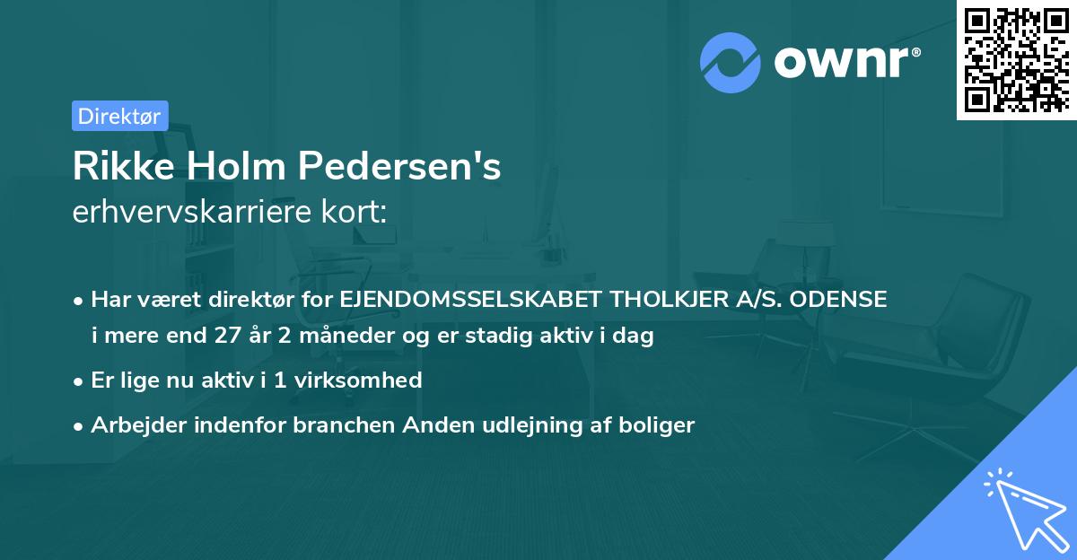 Rikke Holm Pedersen's erhvervskarriere kort