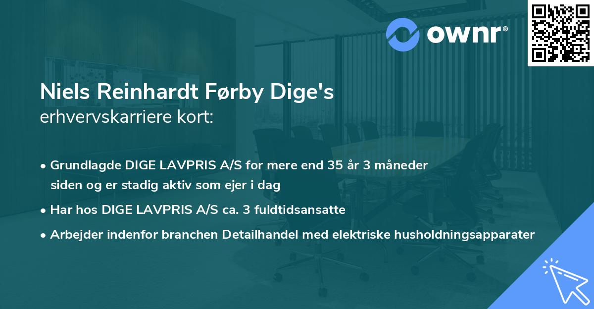 Niels Reinhardt Førby Dige's erhvervskarriere kort