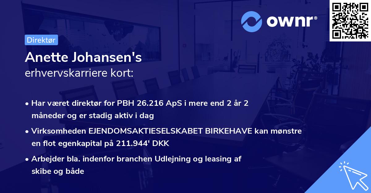 Anette Johansen's erhvervskarriere kort