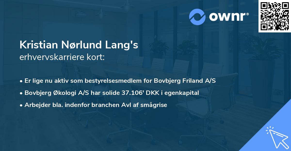 Kristian Nørlund Lang's erhvervskarriere kort
