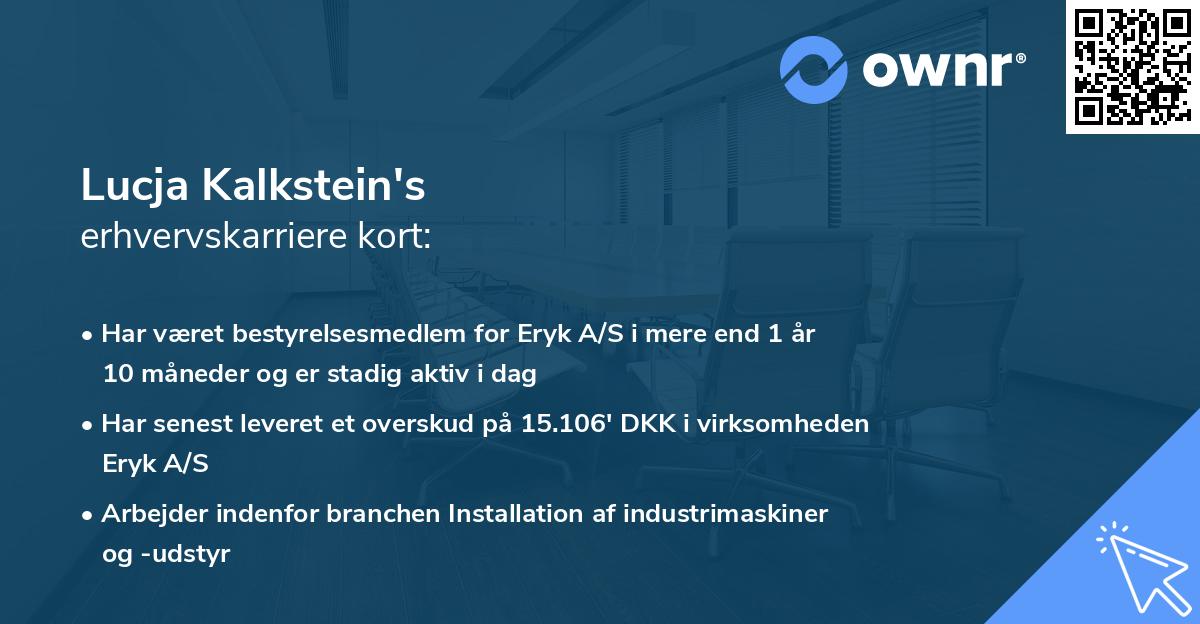 Lucja Kalkstein's erhvervskarriere kort
