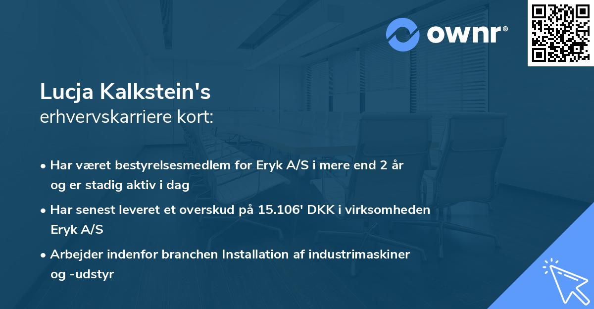 Lucja Kalkstein's erhvervskarriere kort