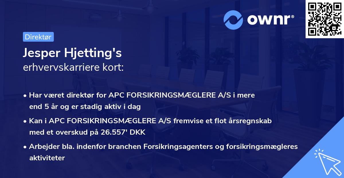 Jesper Hjetting's erhvervskarriere kort