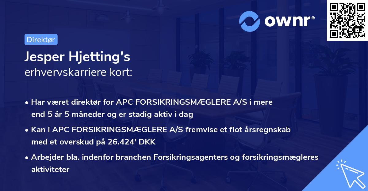 Jesper Hjetting's erhvervskarriere kort