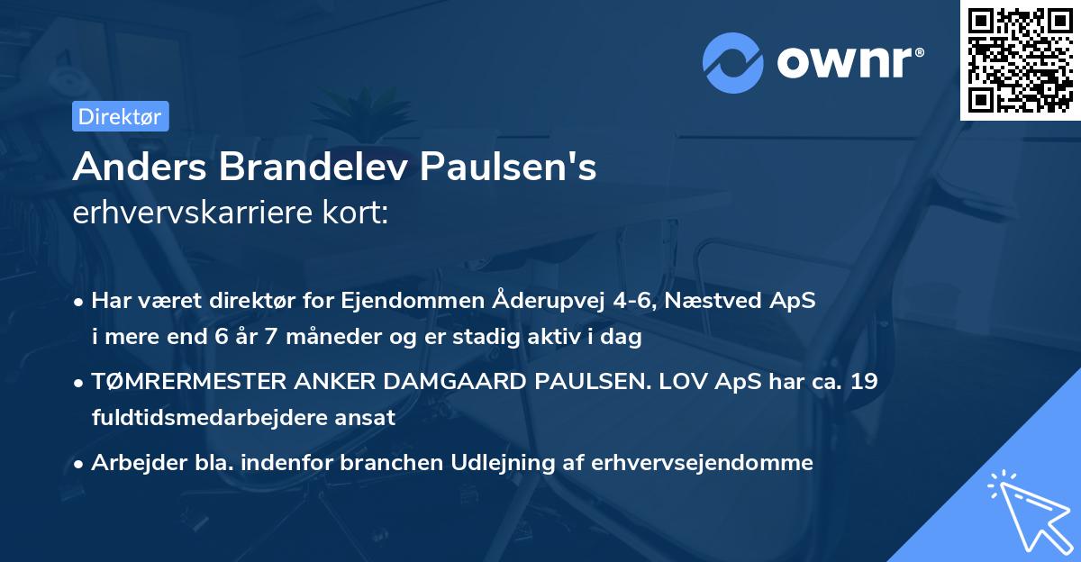 Anders Brandelev Paulsen's erhvervskarriere kort