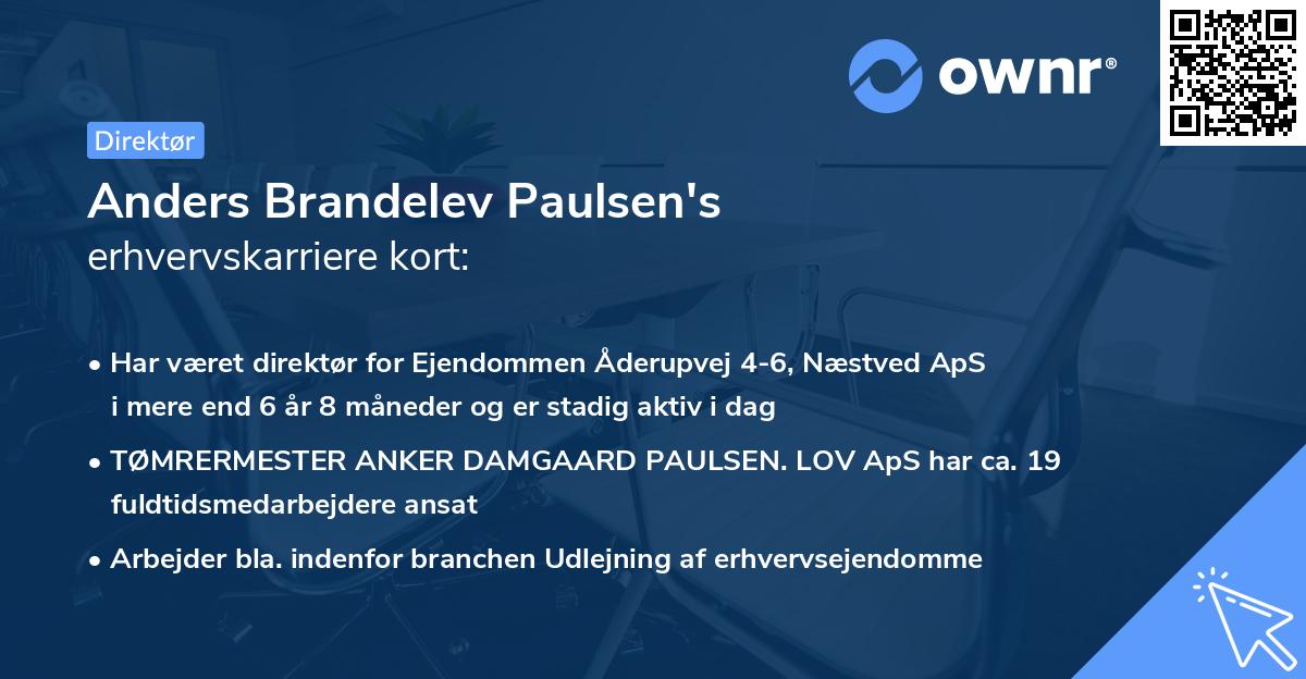 Anders Brandelev Paulsen's erhvervskarriere kort