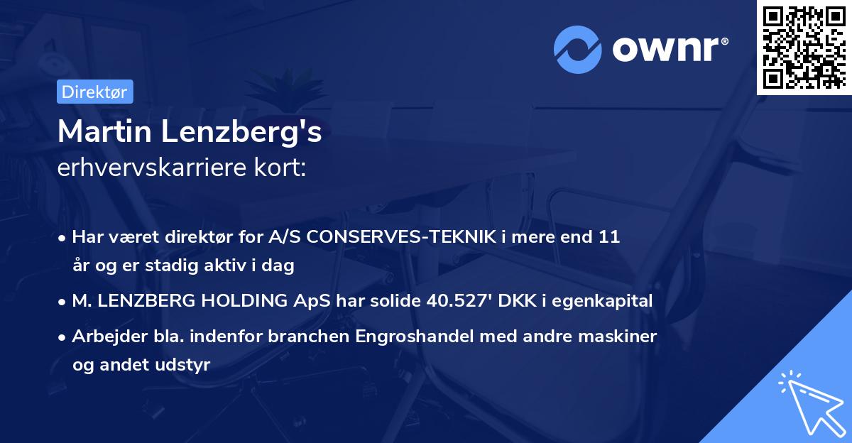 Martin Lenzberg's erhvervskarriere kort