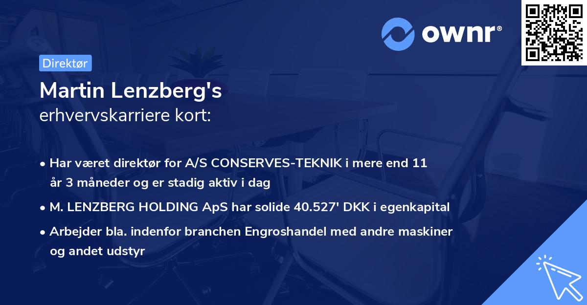 Martin Lenzberg's erhvervskarriere kort
