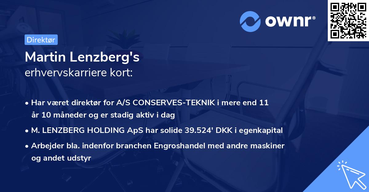 Martin Lenzberg's erhvervskarriere kort