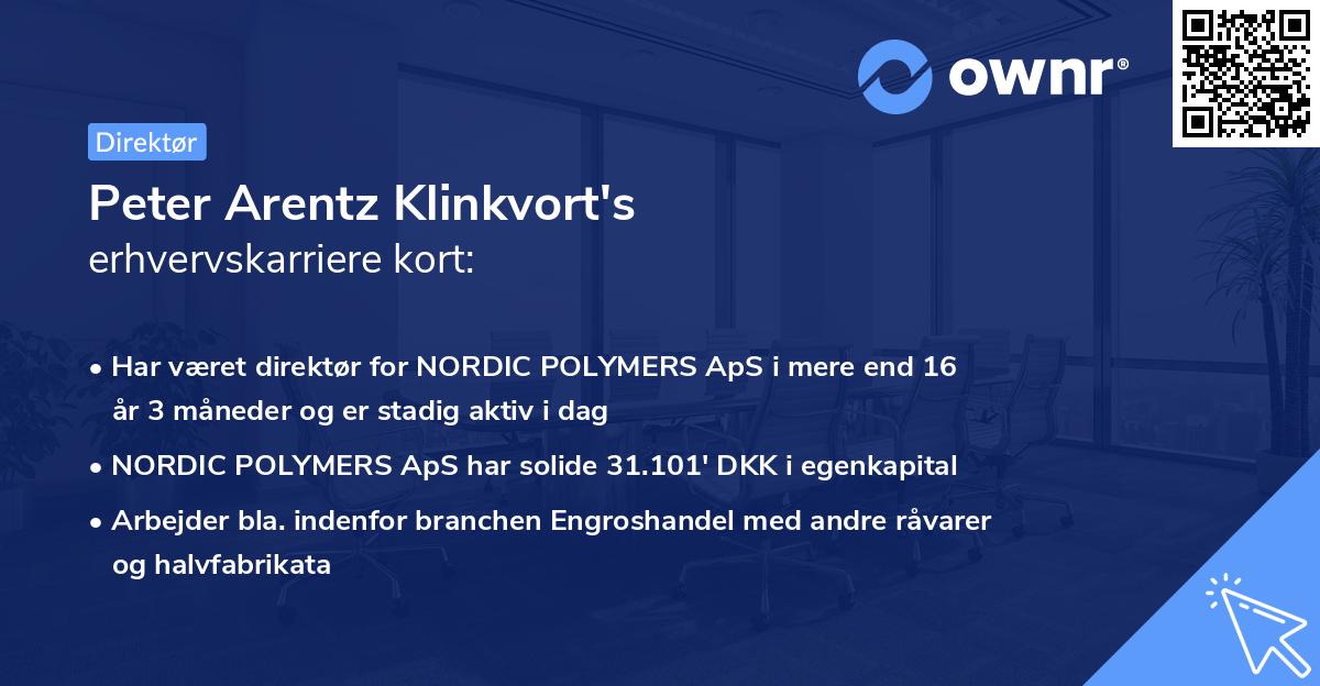 Peter Arentz Klinkvort's erhvervskarriere kort