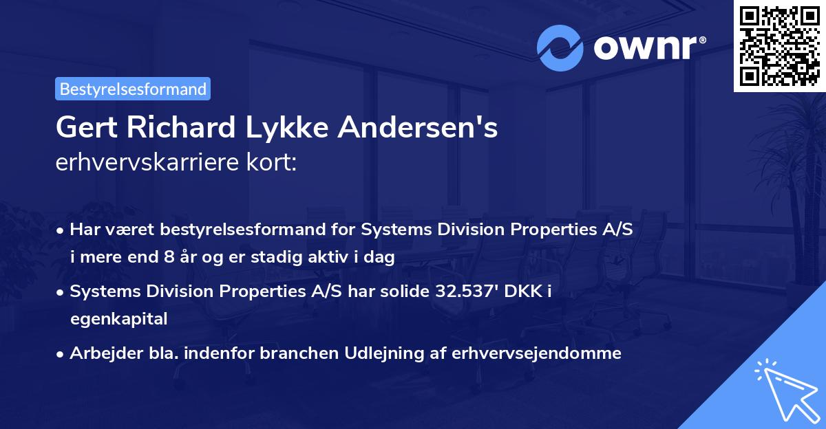 Gert Richard Lykke Andersen's erhvervskarriere kort