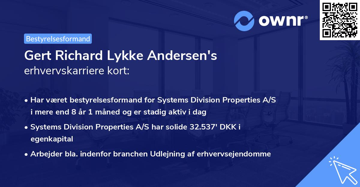 Gert Richard Lykke Andersen's erhvervskarriere kort