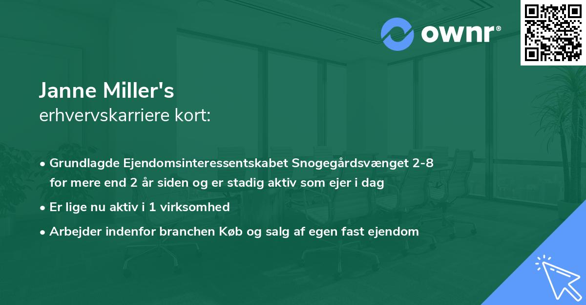 Janne Miller's erhvervskarriere kort