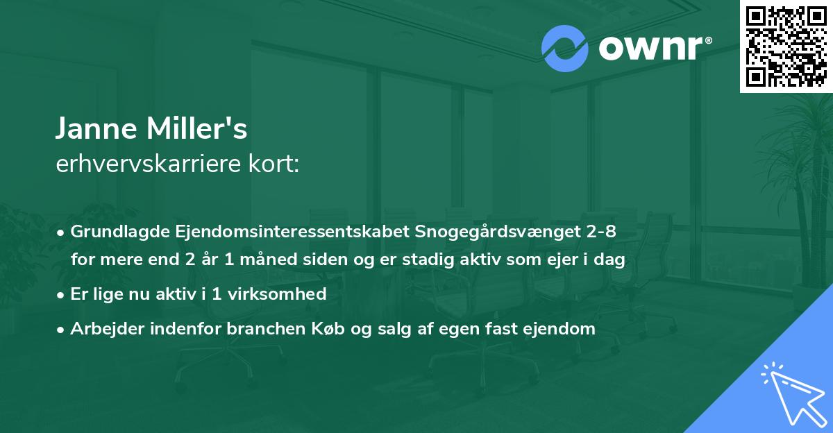 Janne Miller's erhvervskarriere kort