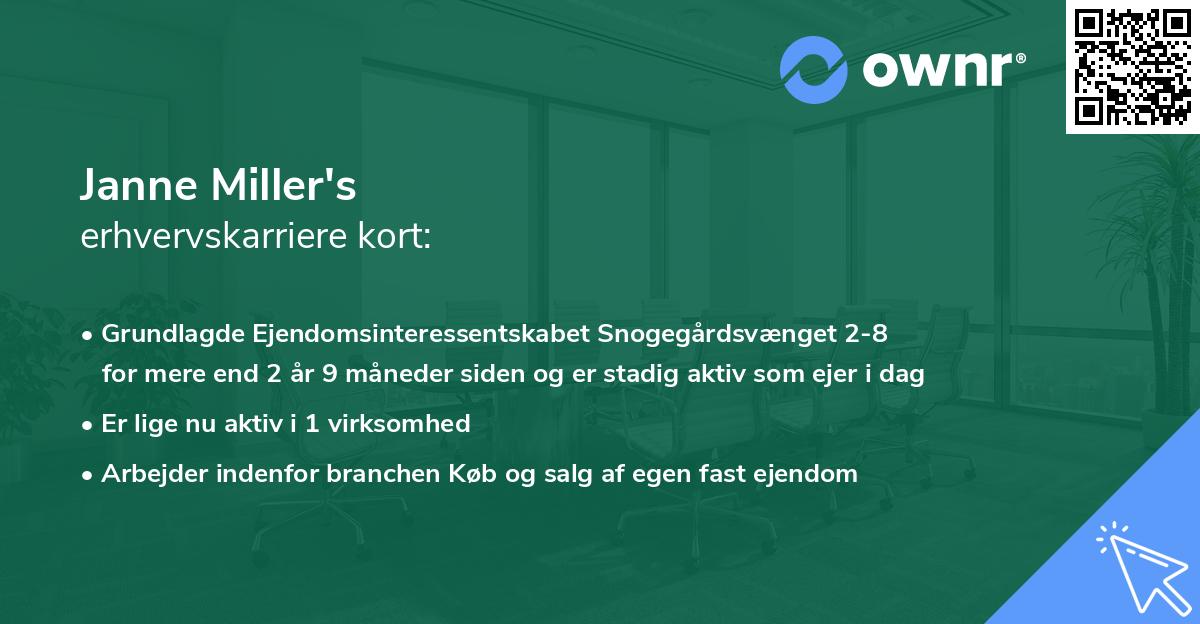 Janne Miller's erhvervskarriere kort
