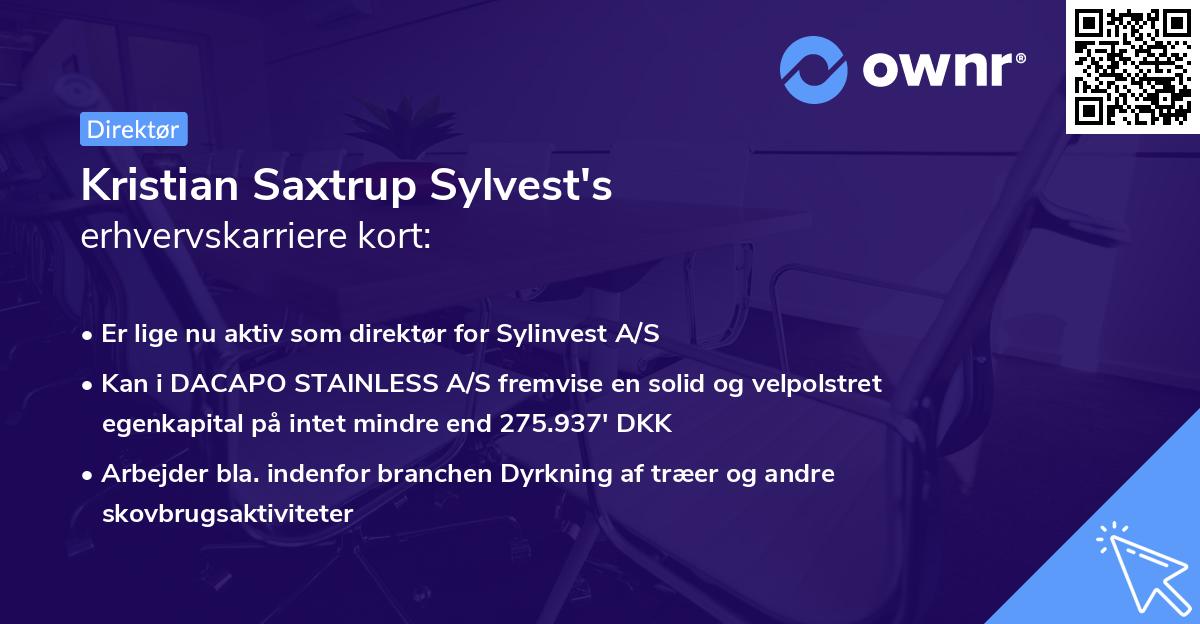 Kristian Saxtrup Sylvest's erhvervskarriere kort