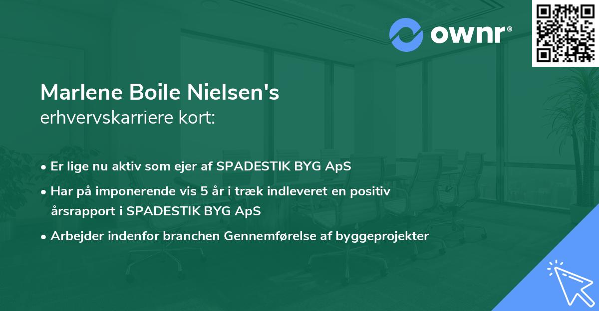 Marlene Boile Nielsen's erhvervskarriere kort