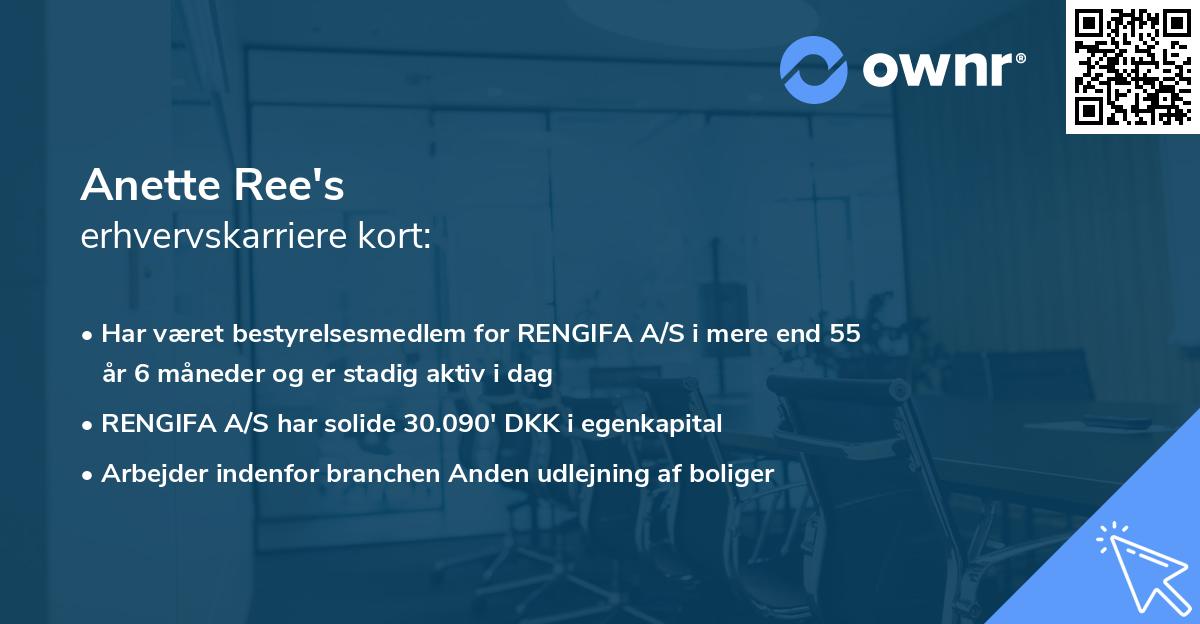 Anette Ree's erhvervskarriere kort