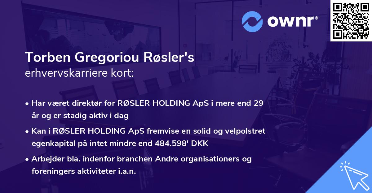 Torben Gregoriou Røsler's erhvervskarriere kort