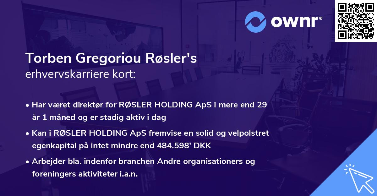 Torben Gregoriou Røsler's erhvervskarriere kort