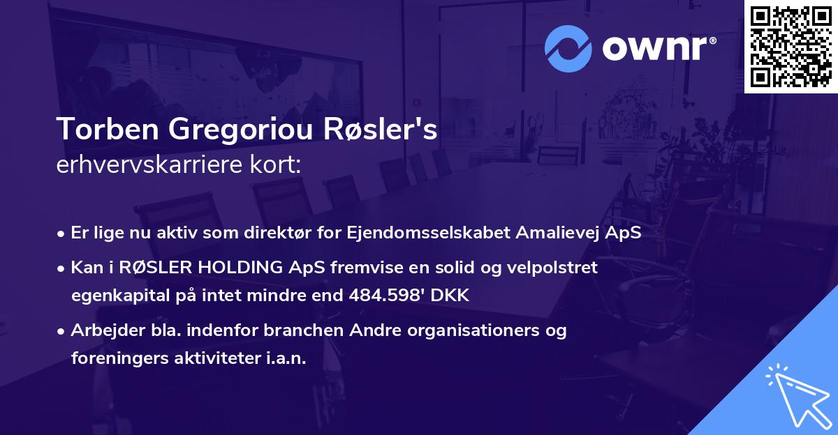 Torben Gregoriou Røsler's erhvervskarriere kort