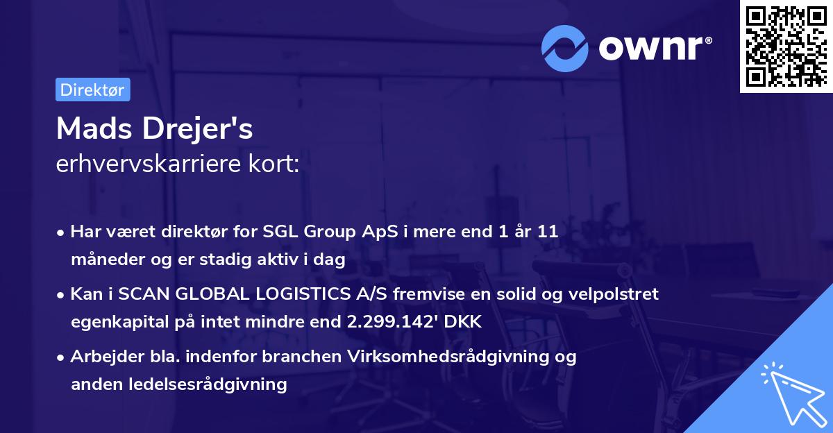 Mads Drejer's erhvervskarriere kort