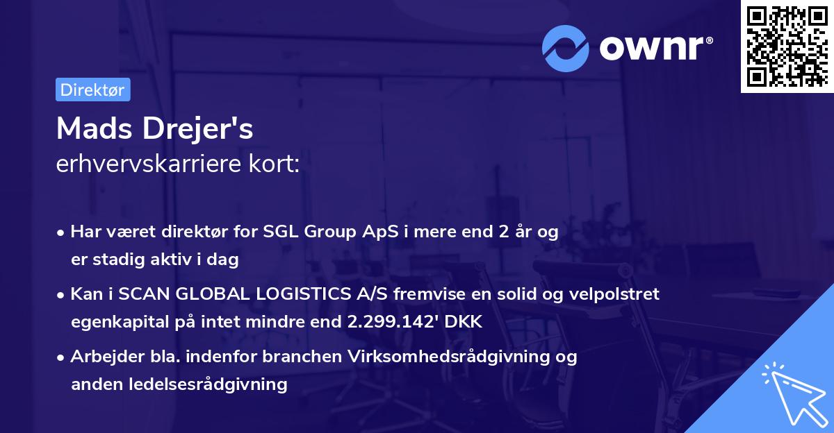 Mads Drejer's erhvervskarriere kort
