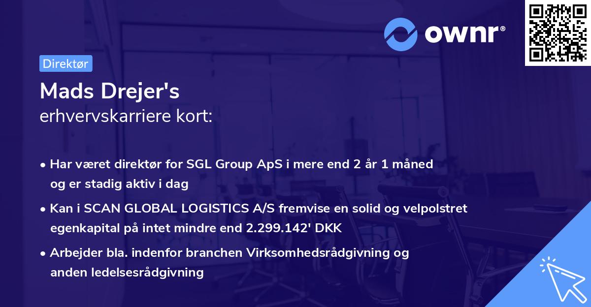 Mads Drejer's erhvervskarriere kort