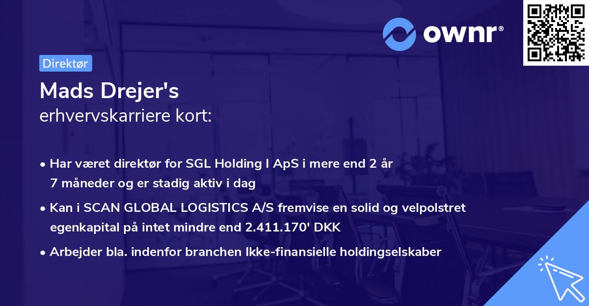 Mads Drejer's erhvervskarriere kort