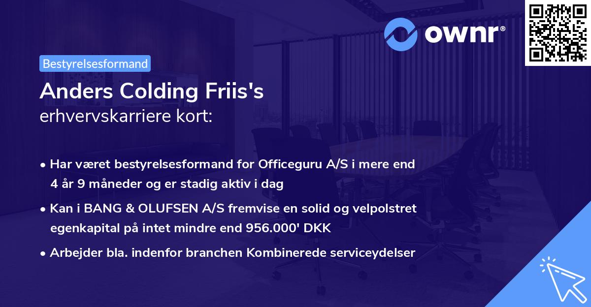 Anders Colding Friis's erhvervskarriere kort