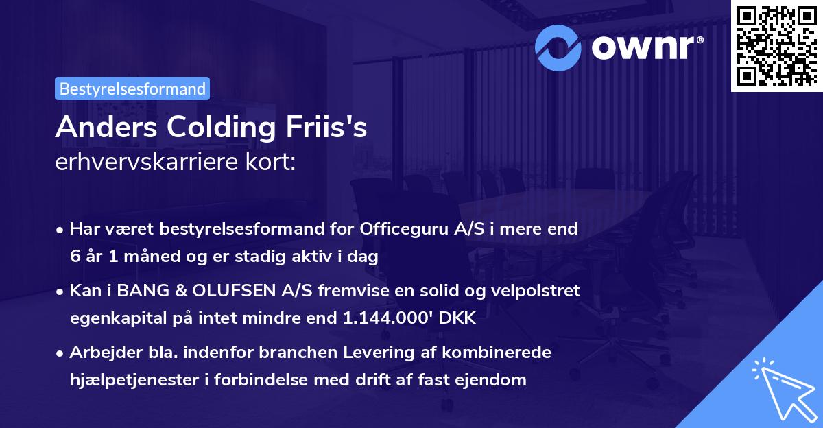 Anders Colding Friis's erhvervskarriere kort
