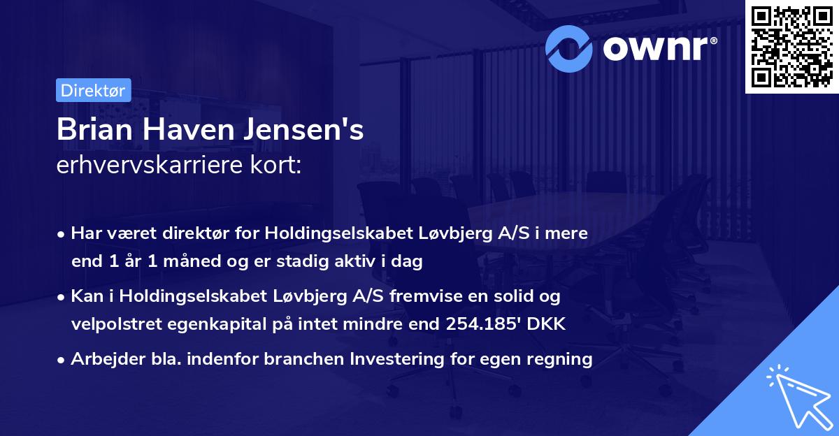 Brian Haven Jensen's erhvervskarriere kort