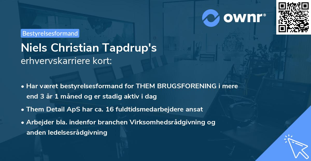 Niels Christian Tapdrup's erhvervskarriere kort