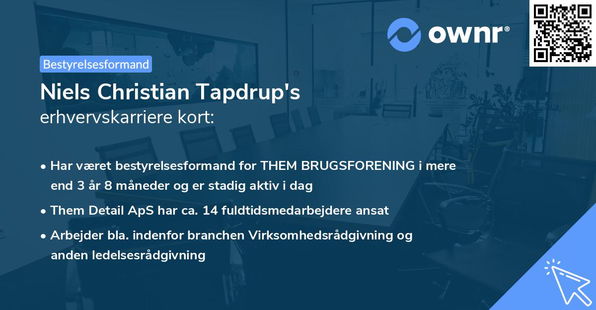 Niels Christian Tapdrup's erhvervskarriere kort