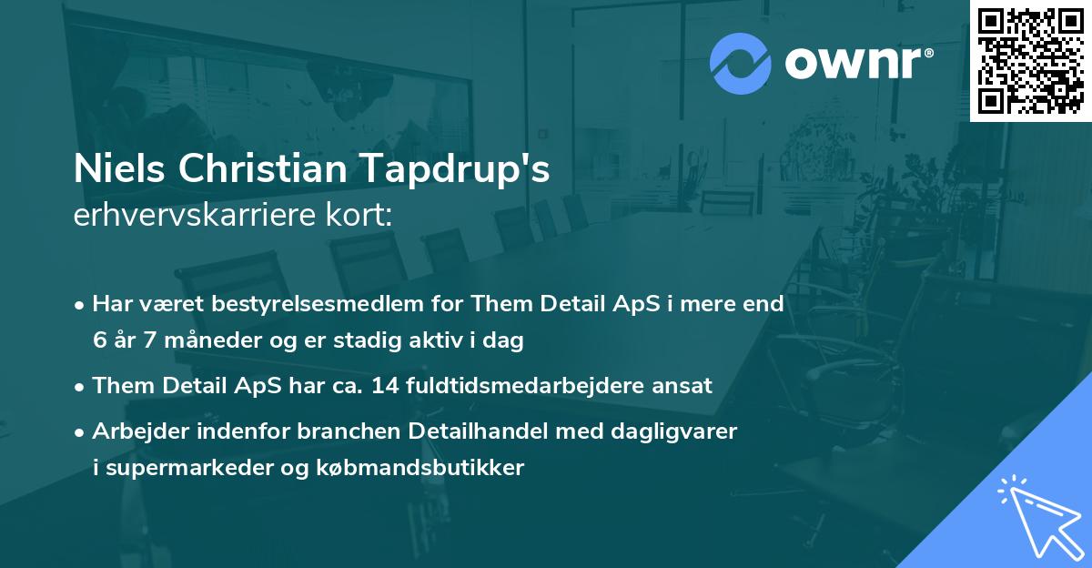 Niels Christian Tapdrup's erhvervskarriere kort