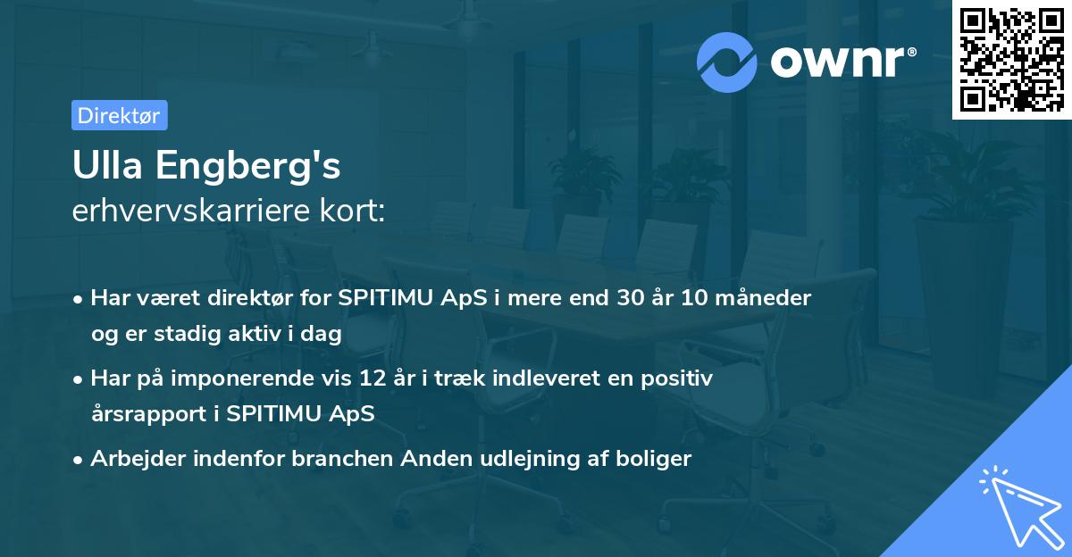 Ulla Engberg's erhvervskarriere kort