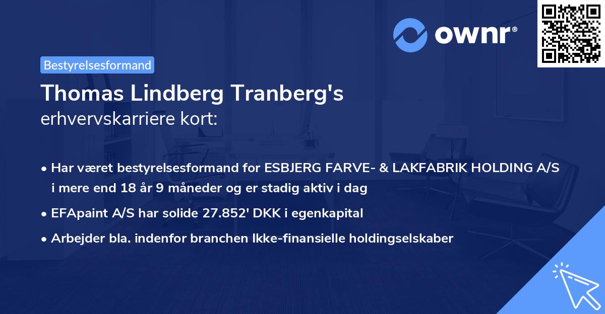 Thomas Lindberg Tranberg's erhvervskarriere kort