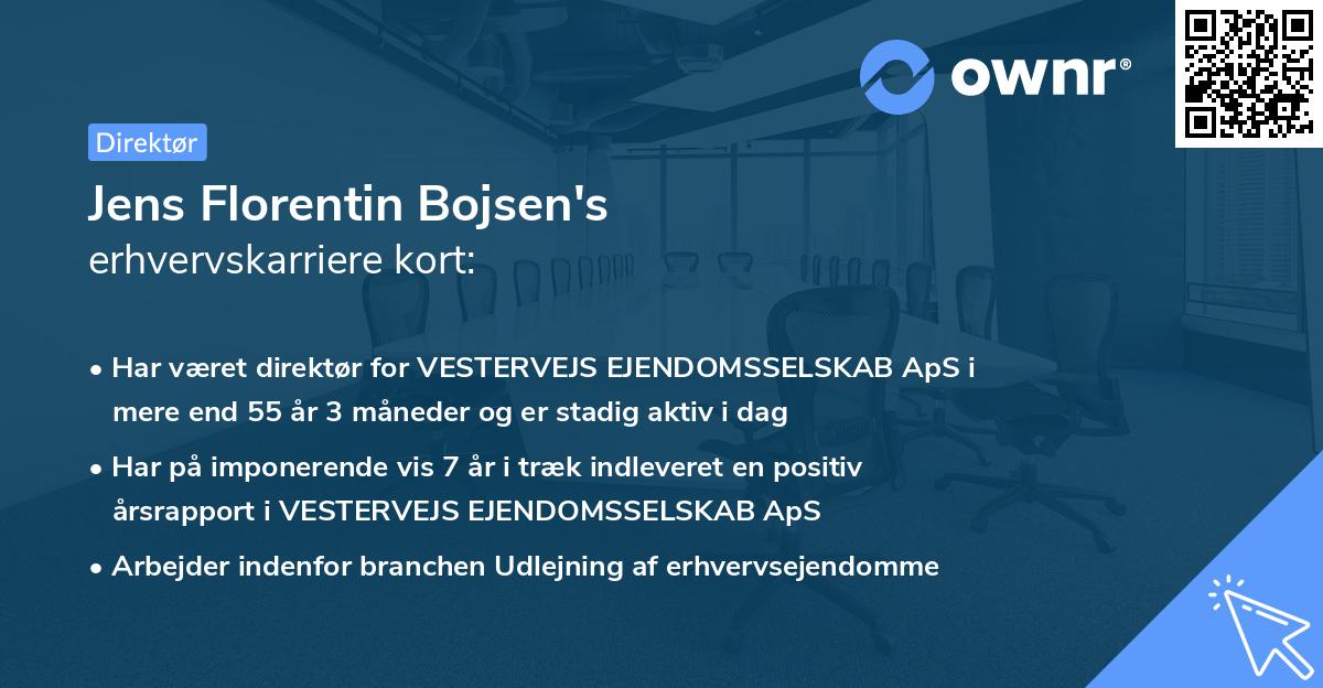 Jens Florentin Bojsen's erhvervskarriere kort