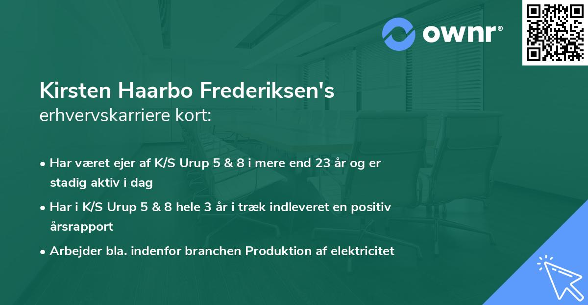 Kirsten Haarbo Frederiksen's erhvervskarriere kort